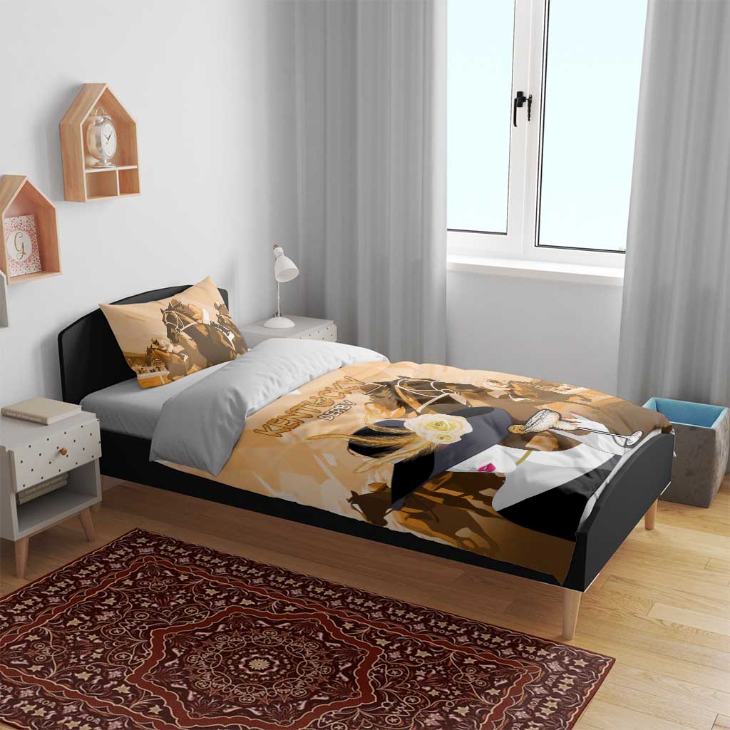 Kentucky Horse Racing Bedding Set Derby Mint Julep Girl - Gold Pastel LT14