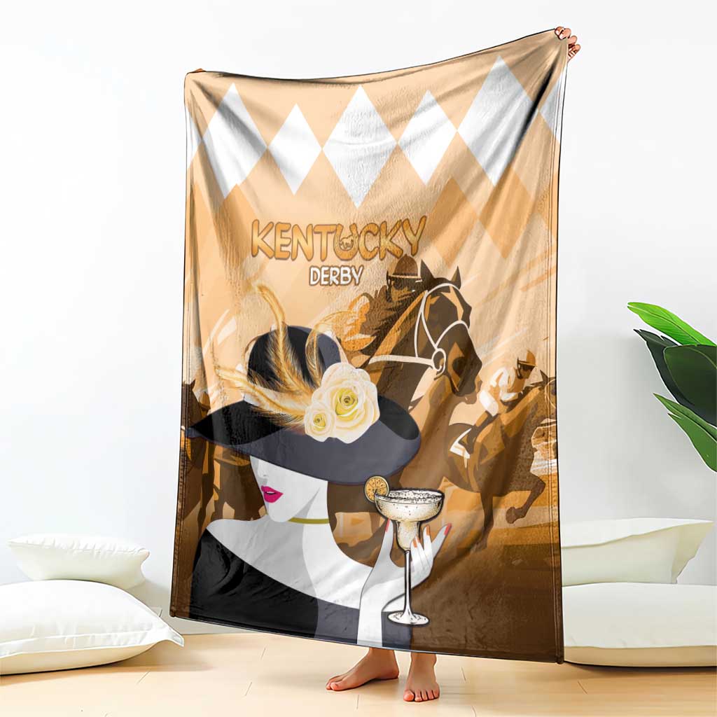 Kentucky Horse Racing Blanket Derby Mint Julep Girl - Gold Pastel LT14