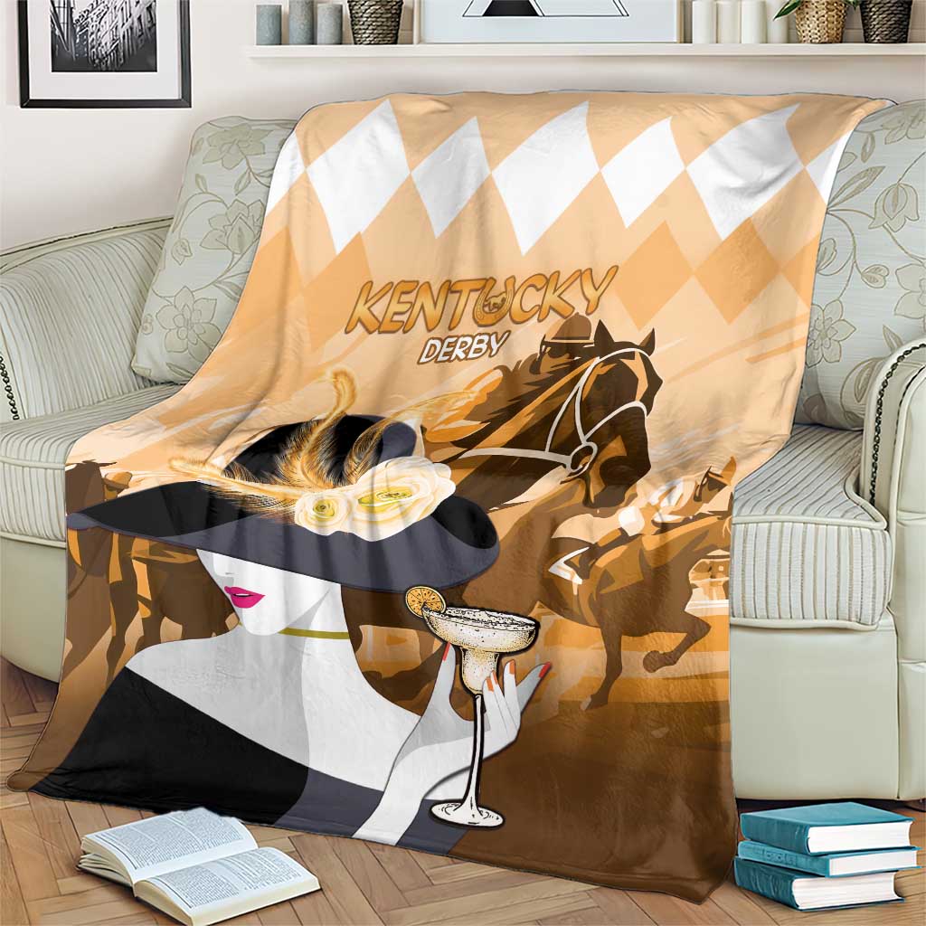 Kentucky Horse Racing Blanket Derby Mint Julep Girl - Gold Pastel LT14