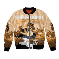 Kentucky Horse Racing Bomber Jacket Derby Mint Julep Girl - Gold Pastel LT14