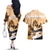 Kentucky Horse Racing Couples Matching Off The Shoulder Long Sleeve Dress and Hawaiian Shirt Derby Mint Julep Girl - Gold Pastel LT14
