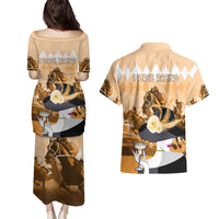 Kentucky Horse Racing Couples Matching Puletasi and Hawaiian Shirt Derby Mint Julep Girl - Gold Pastel LT14