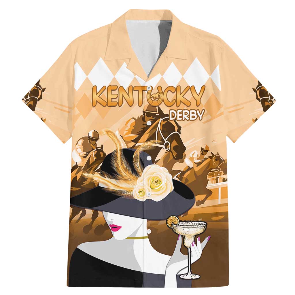 Kentucky Horse Racing Family Matching Mermaid Dress and Hawaiian Shirt Derby Mint Julep Girl - Gold Pastel LT14