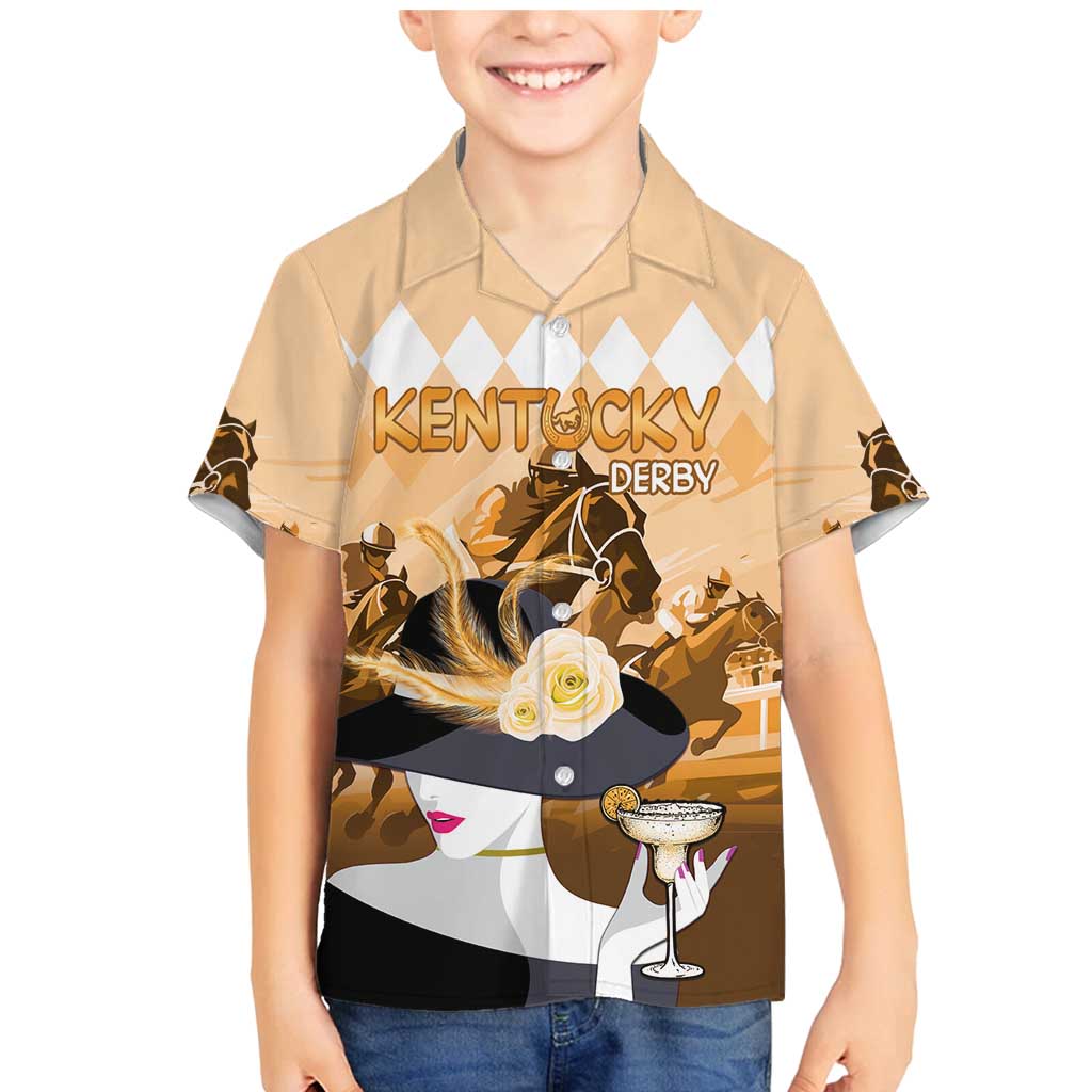 Kentucky Horse Racing Family Matching Mermaid Dress and Hawaiian Shirt Derby Mint Julep Girl - Gold Pastel LT14