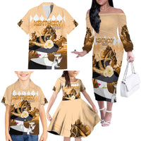 Kentucky Horse Racing Family Matching Off The Shoulder Long Sleeve Dress and Hawaiian Shirt Derby Mint Julep Girl - Gold Pastel LT14