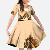 Kentucky Horse Racing Family Matching Off Shoulder Maxi Dress and Hawaiian Shirt Derby Mint Julep Girl - Gold Pastel LT14