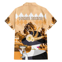 Kentucky Horse Racing Family Matching Off Shoulder Maxi Dress and Hawaiian Shirt Derby Mint Julep Girl - Gold Pastel LT14