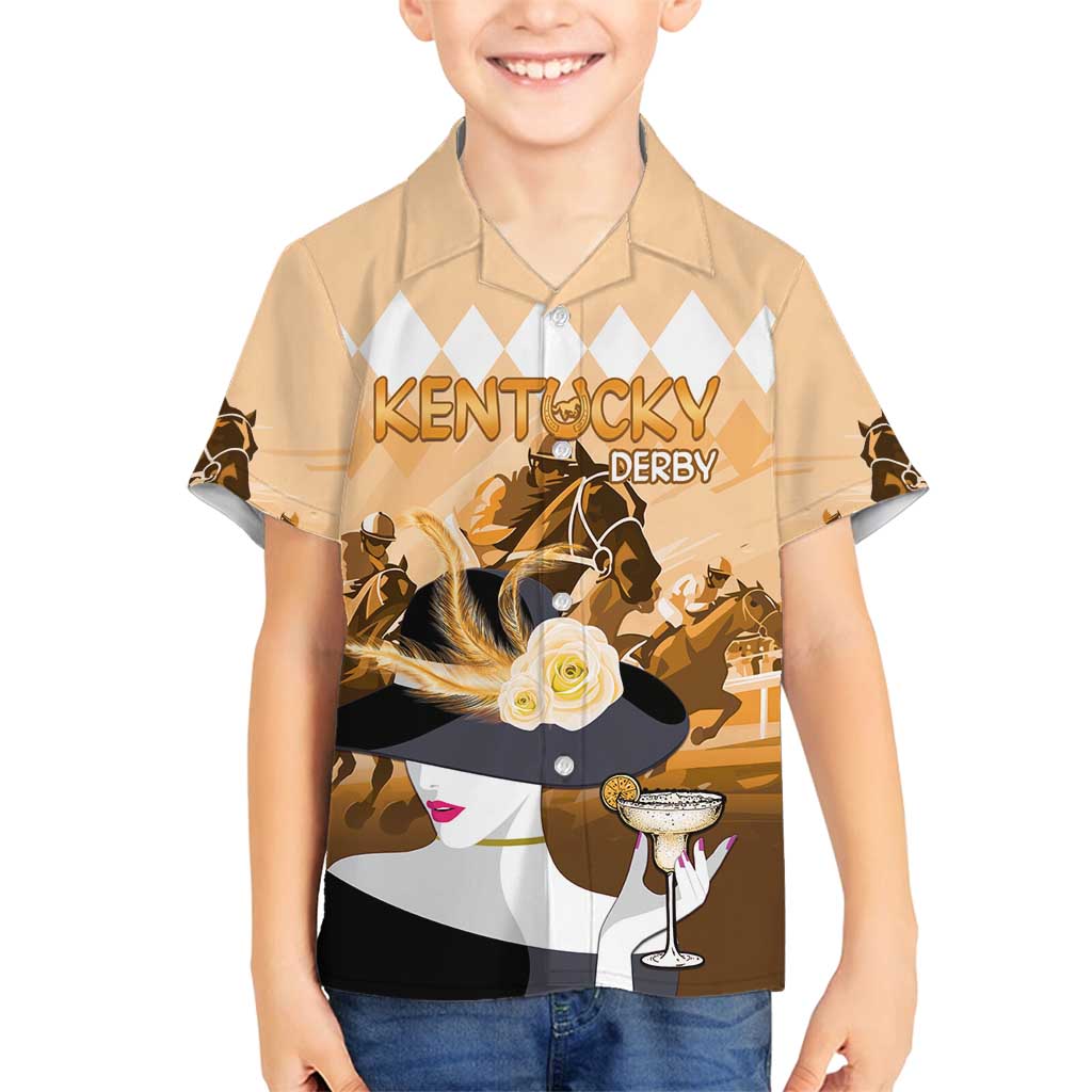 Kentucky Horse Racing Family Matching Summer Maxi Dress and Hawaiian Shirt Derby Mint Julep Girl - Gold Pastel LT14