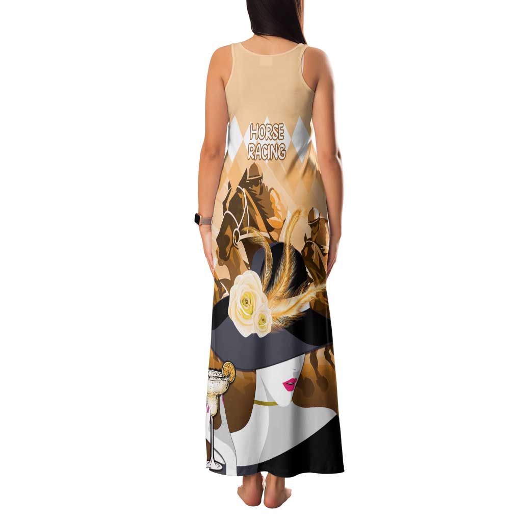 Kentucky Horse Racing Family Matching Tank Maxi Dress and Hawaiian Shirt Derby Mint Julep Girl - Gold Pastel LT14