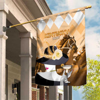 Kentucky Horse Racing Garden Flag Derby Mint Julep Girl - Gold Pastel LT14