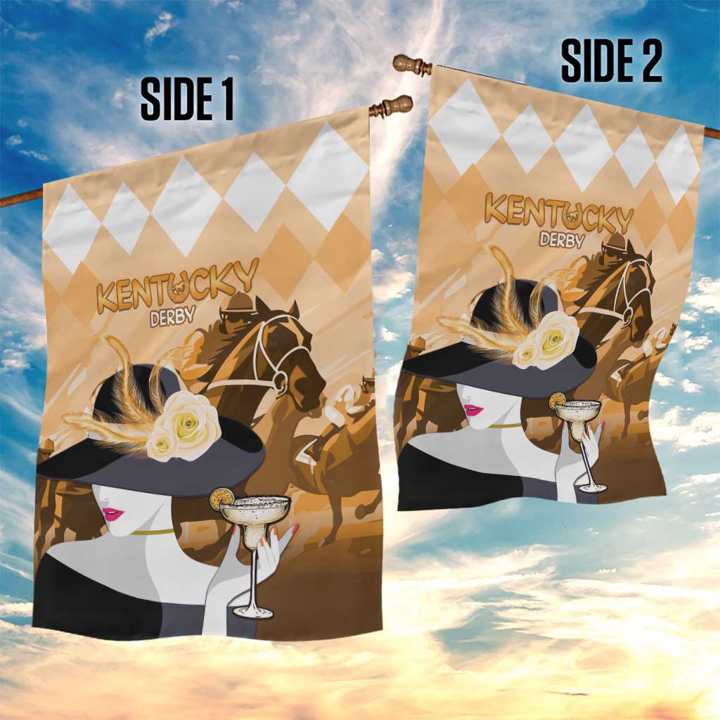 Kentucky Horse Racing Garden Flag Derby Mint Julep Girl - Gold Pastel LT14
