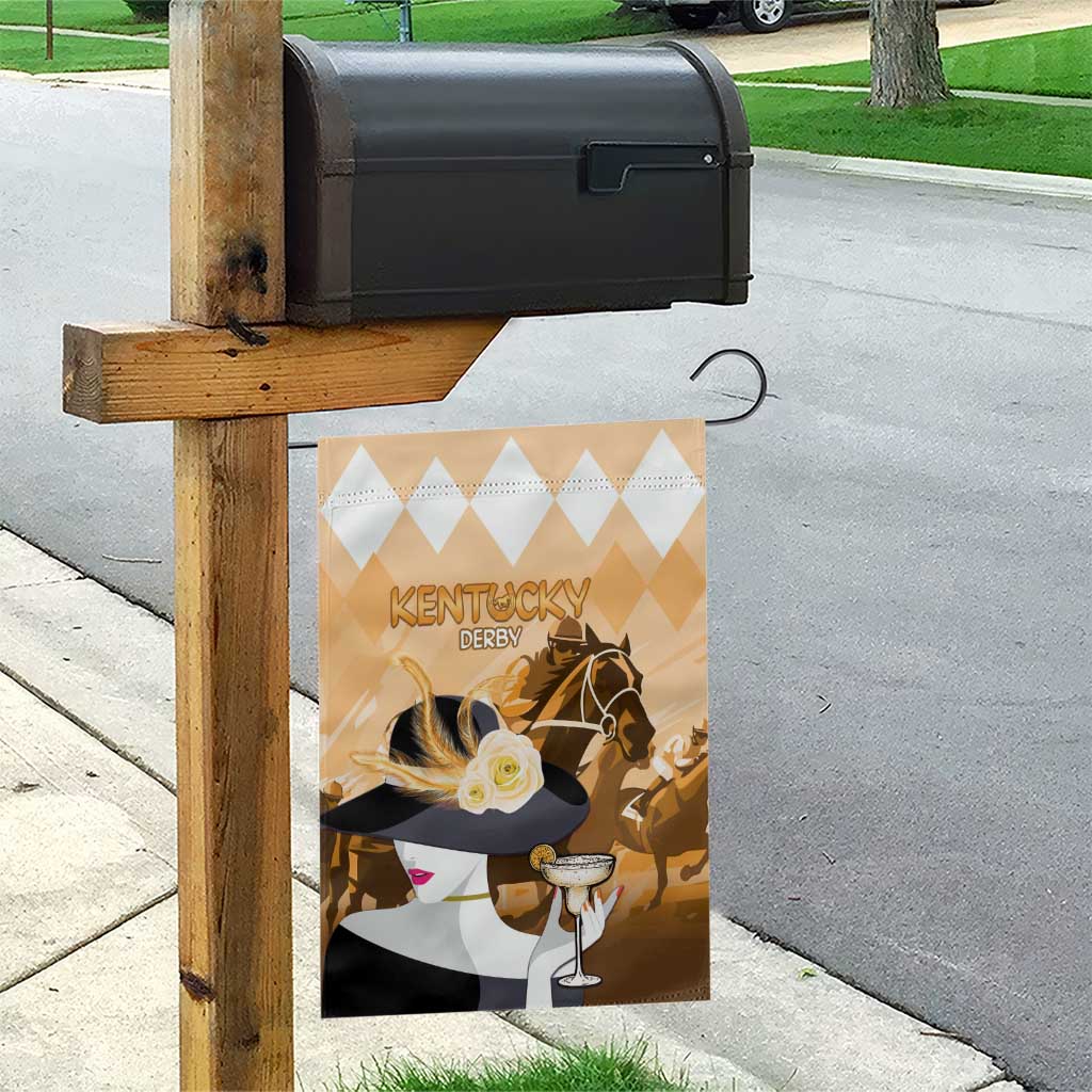 Kentucky Horse Racing Garden Flag Derby Mint Julep Girl - Gold Pastel LT14