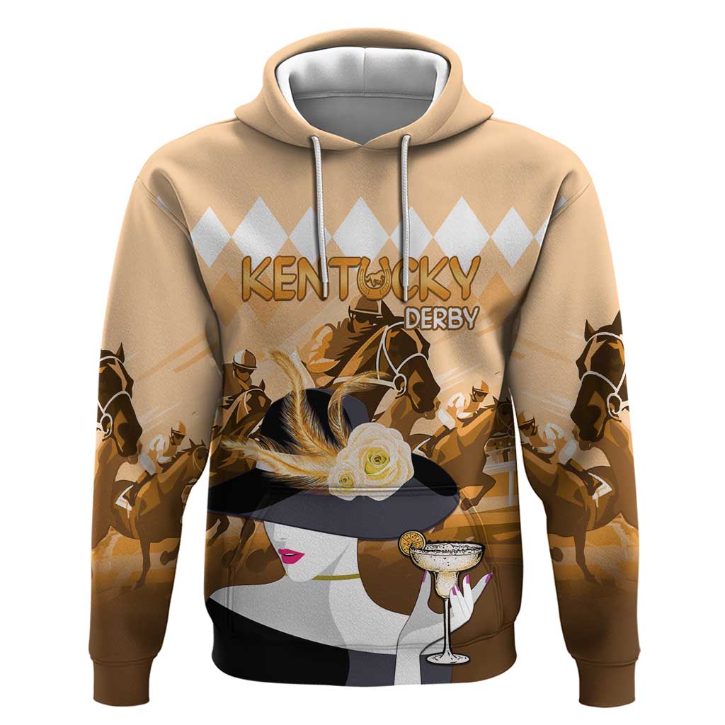 Kentucky Horse Racing Hoodie Derby Mint Julep Girl - Gold Pastel LT14