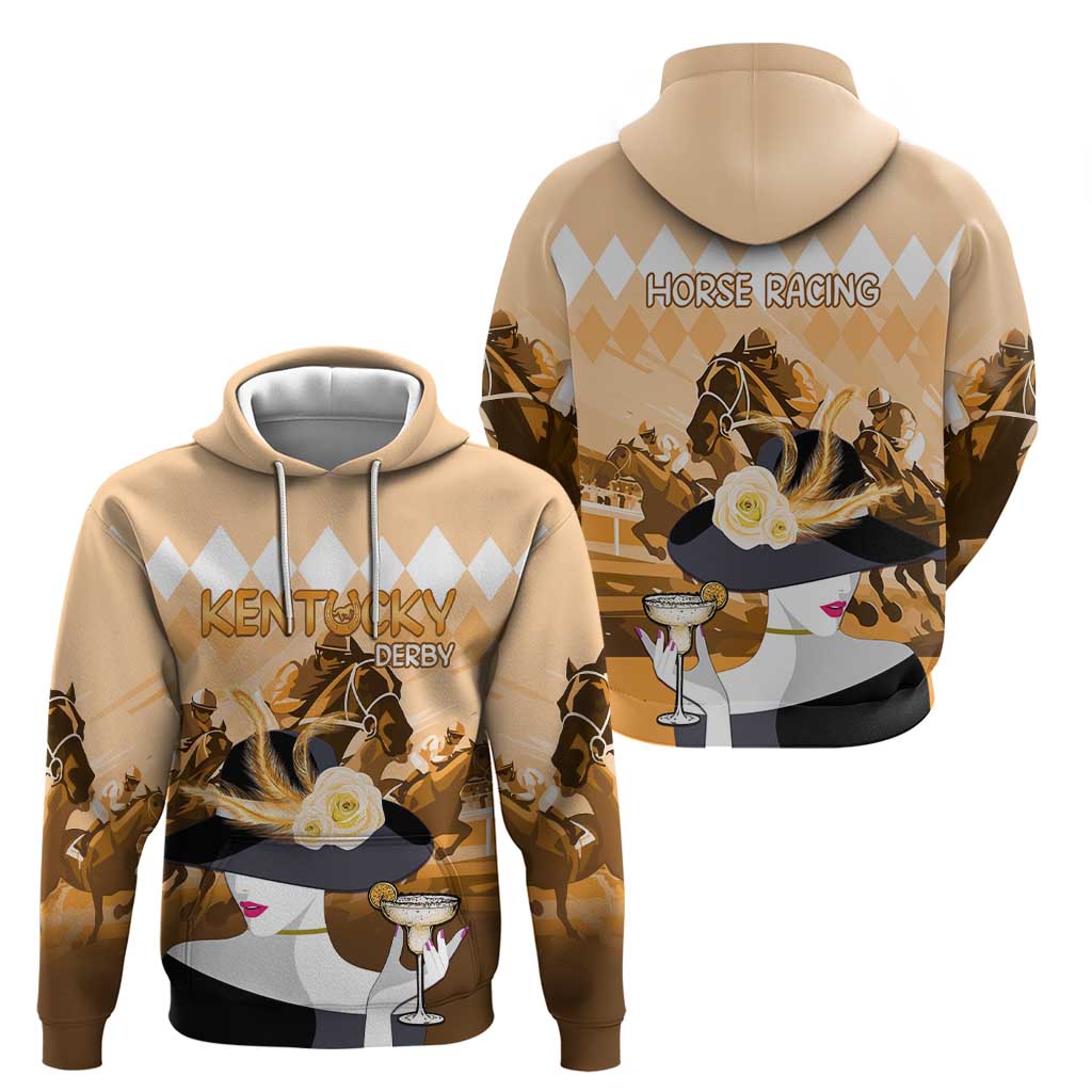 Kentucky Horse Racing Hoodie Derby Mint Julep Girl - Gold Pastel LT14