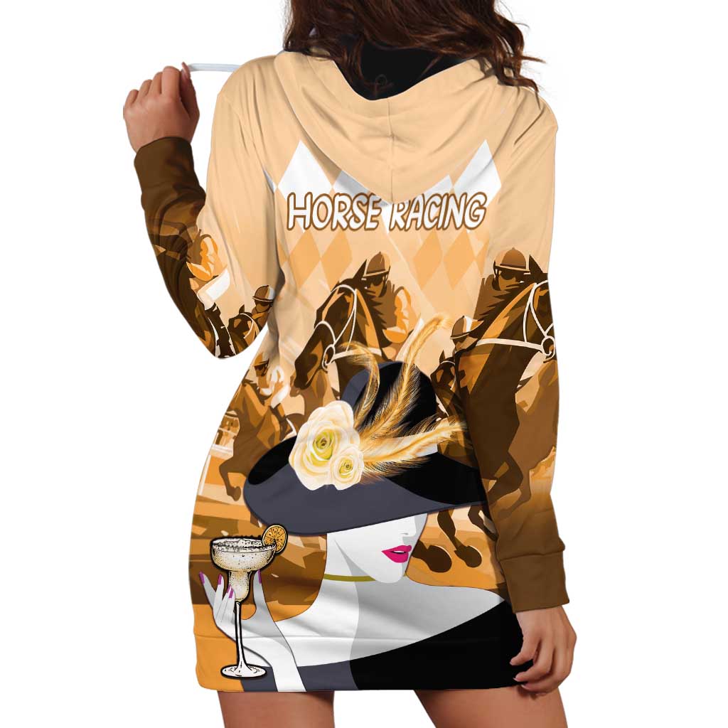Kentucky Horse Racing Hoodie Dress Derby Mint Julep Girl - Gold Pastel LT14
