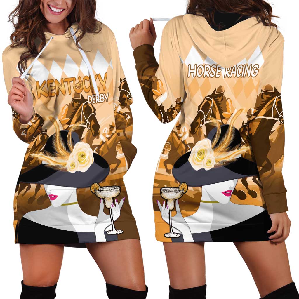 Kentucky Horse Racing Hoodie Dress Derby Mint Julep Girl - Gold Pastel LT14