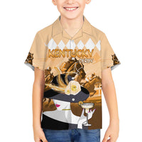 Kentucky Horse Racing Kid Hawaiian Shirt Derby Mint Julep Girl - Gold Pastel LT14