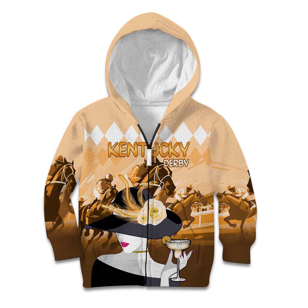 Kentucky Horse Racing Kid Hoodie Derby Mint Julep Girl - Gold Pastel LT14