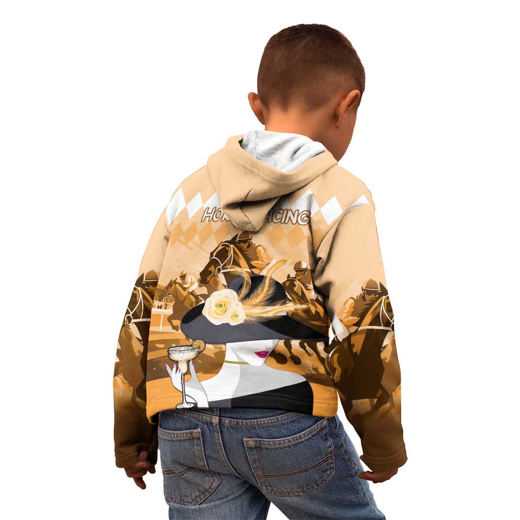 Kentucky Horse Racing Kid Hoodie Derby Mint Julep Girl - Gold Pastel LT14