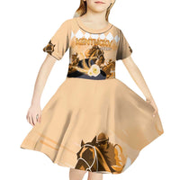 Kentucky Horse Racing Kid Short Sleeve Dress Derby Mint Julep Girl - Gold Pastel LT14