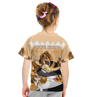 Kentucky Horse Racing Kid T Shirt Derby Mint Julep Girl - Gold Pastel LT14