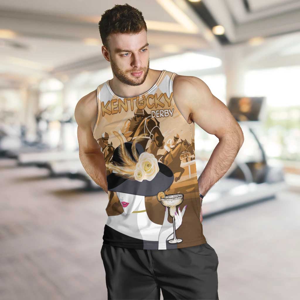 Kentucky Horse Racing Men Tank Top Derby Mint Julep Girl - Gold Pastel LT14