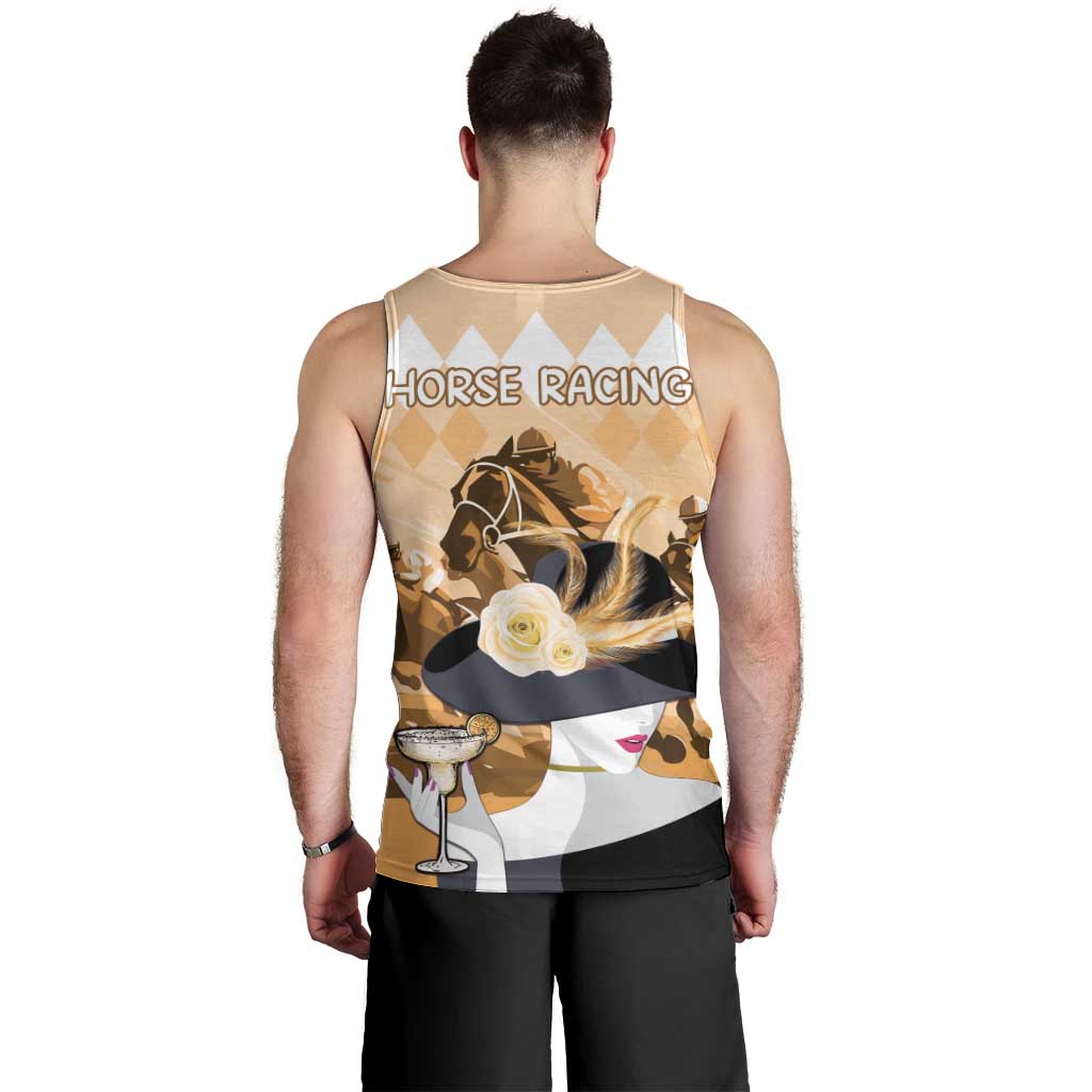 Kentucky Horse Racing Men Tank Top Derby Mint Julep Girl - Gold Pastel LT14
