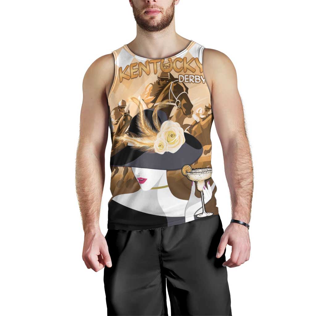 Kentucky Horse Racing Men Tank Top Derby Mint Julep Girl - Gold Pastel LT14