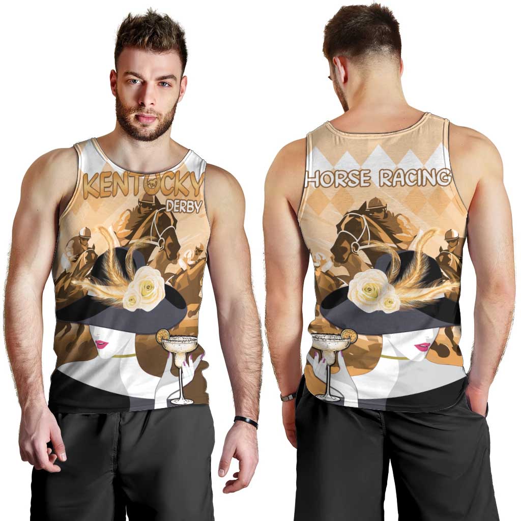 Kentucky Horse Racing Men Tank Top Derby Mint Julep Girl - Gold Pastel LT14