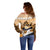 Kentucky Horse Racing Off Shoulder Sweater Derby Mint Julep Girl - Gold Pastel LT14