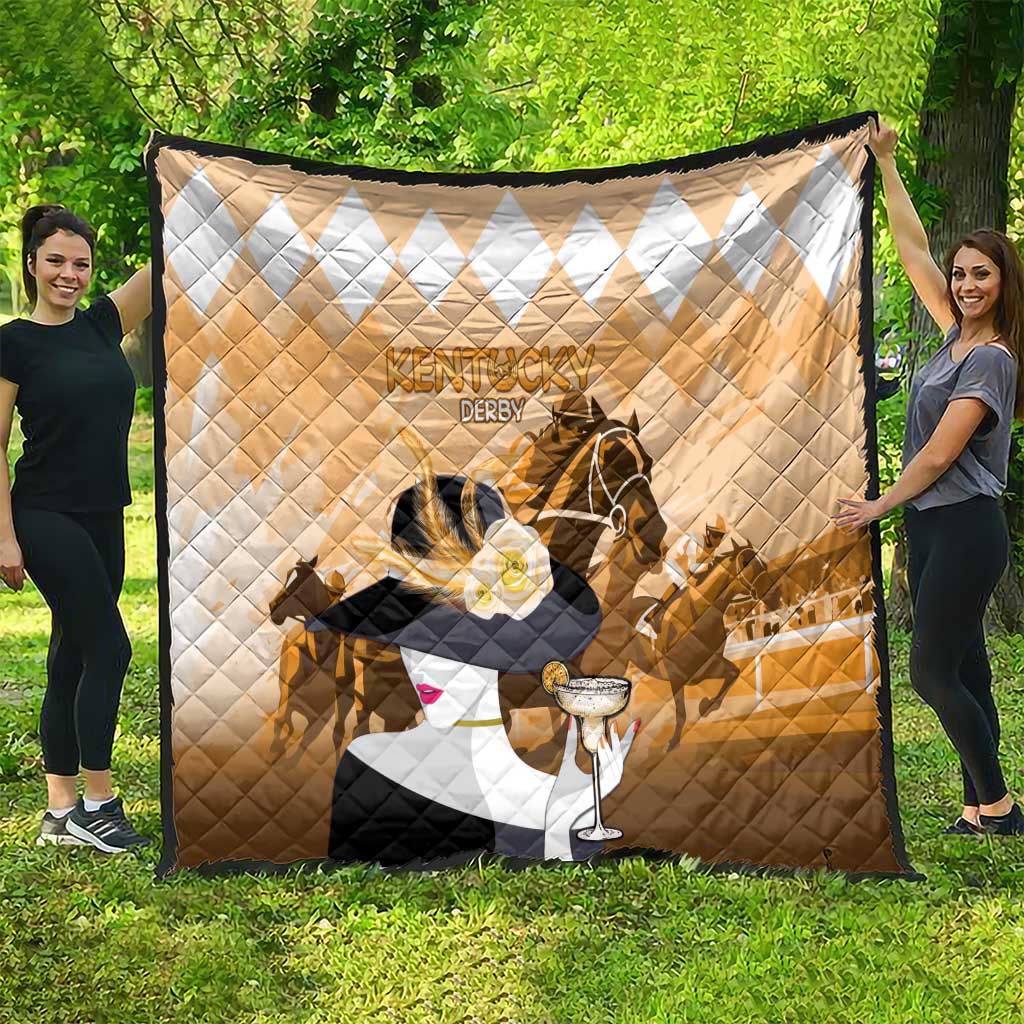 Kentucky Horse Racing Quilt Derby Mint Julep Girl - Gold Pastel LT14
