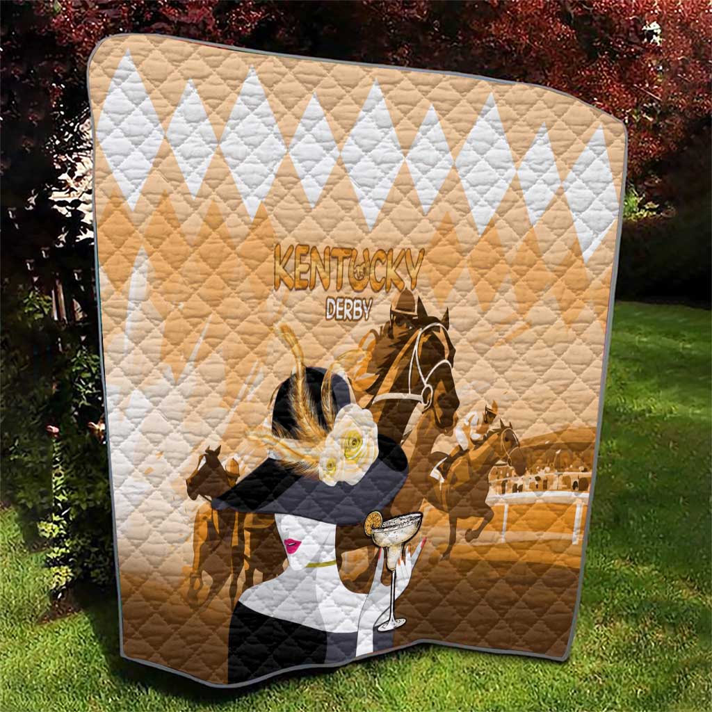 Kentucky Horse Racing Quilt Derby Mint Julep Girl - Gold Pastel LT14