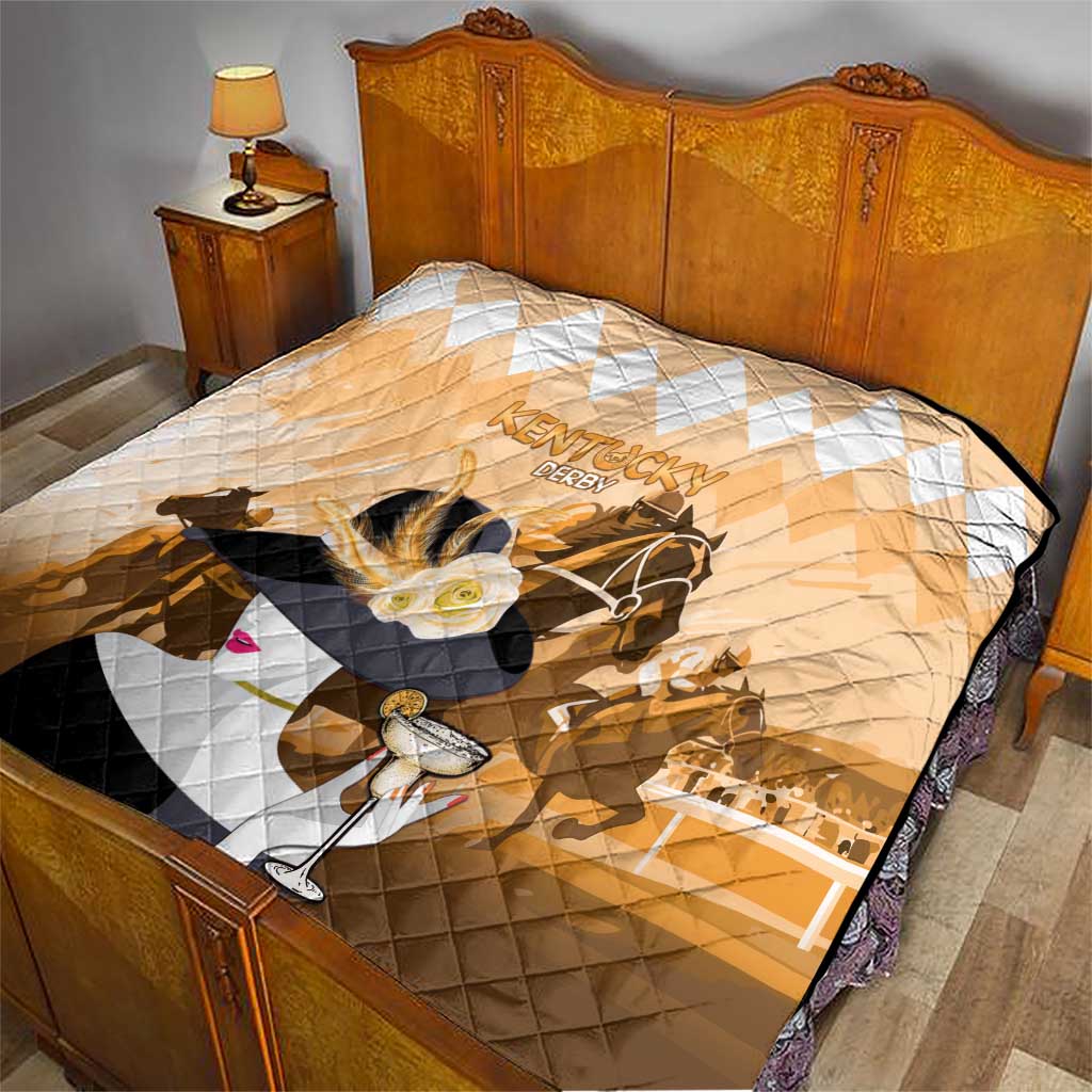 Kentucky Horse Racing Quilt Derby Mint Julep Girl - Gold Pastel LT14