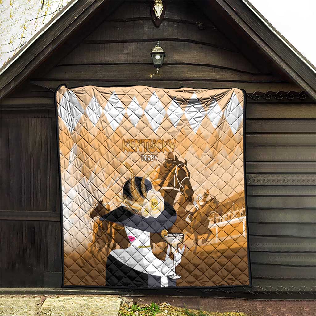 Kentucky Horse Racing Quilt Derby Mint Julep Girl - Gold Pastel LT14