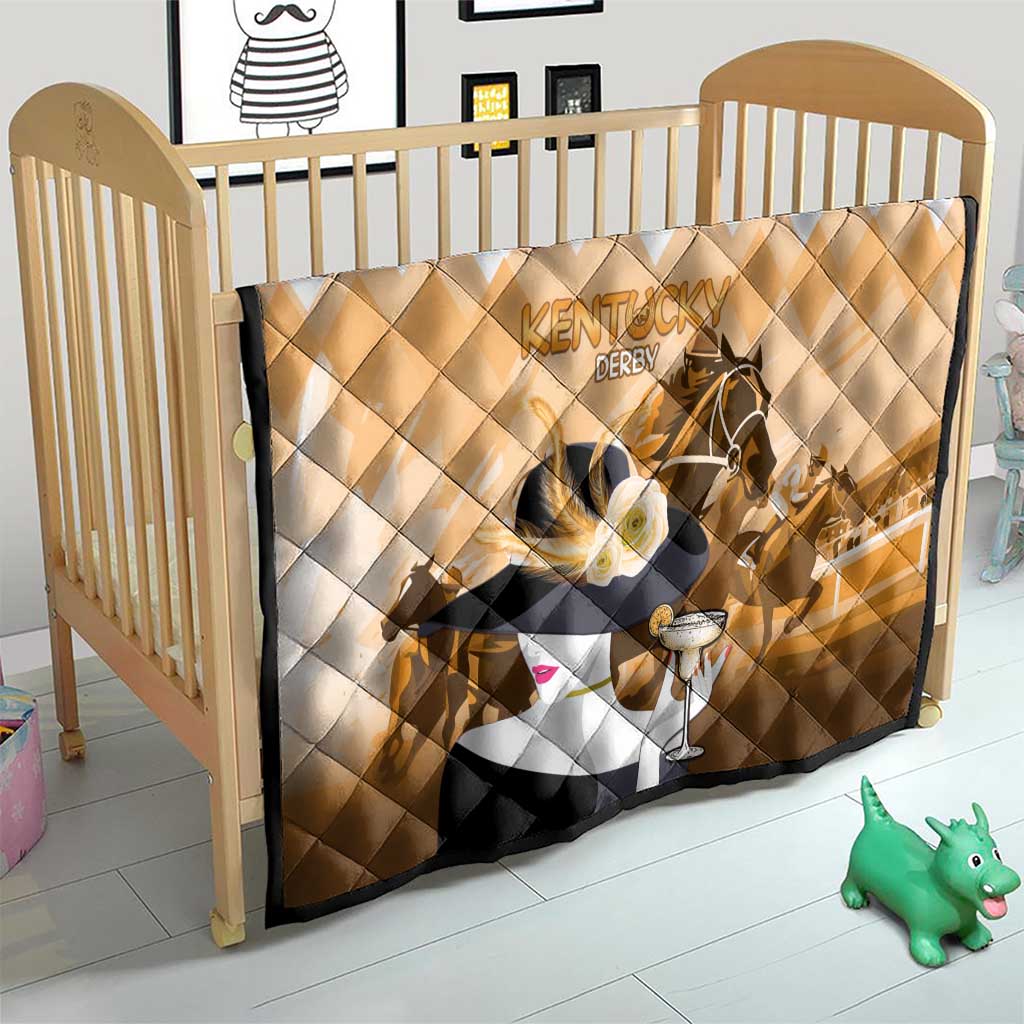 Kentucky Horse Racing Quilt Derby Mint Julep Girl - Gold Pastel LT14