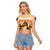 Kentucky Horse Racing Raglan Cropped T Shirt Derby Mint Julep Girl - Gold Pastel LT14
