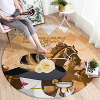 Kentucky Horse Racing Round Carpet Derby Mint Julep Girl - Gold Pastel LT14