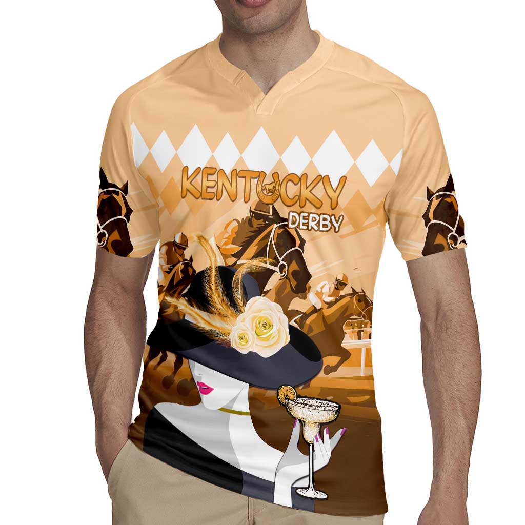 Kentucky Horse Racing Rugby Jersey Derby Mint Julep Girl - Gold Pastel LT14