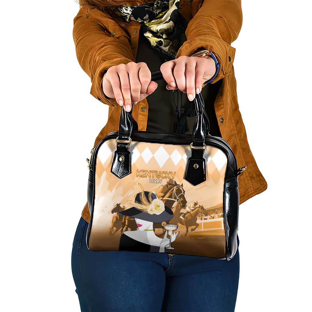 Kentucky Horse Racing Shoulder Handbag Derby Mint Julep Girl - Gold Pastel LT14
