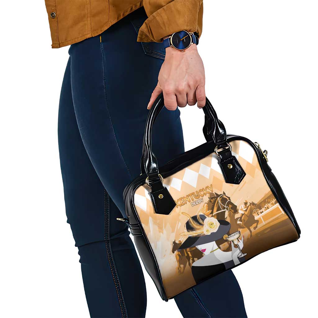 Kentucky Horse Racing Shoulder Handbag Derby Mint Julep Girl - Gold Pastel LT14