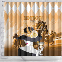 Kentucky Horse Racing Shower Curtain Derby Mint Julep Girl - Gold Pastel LT14