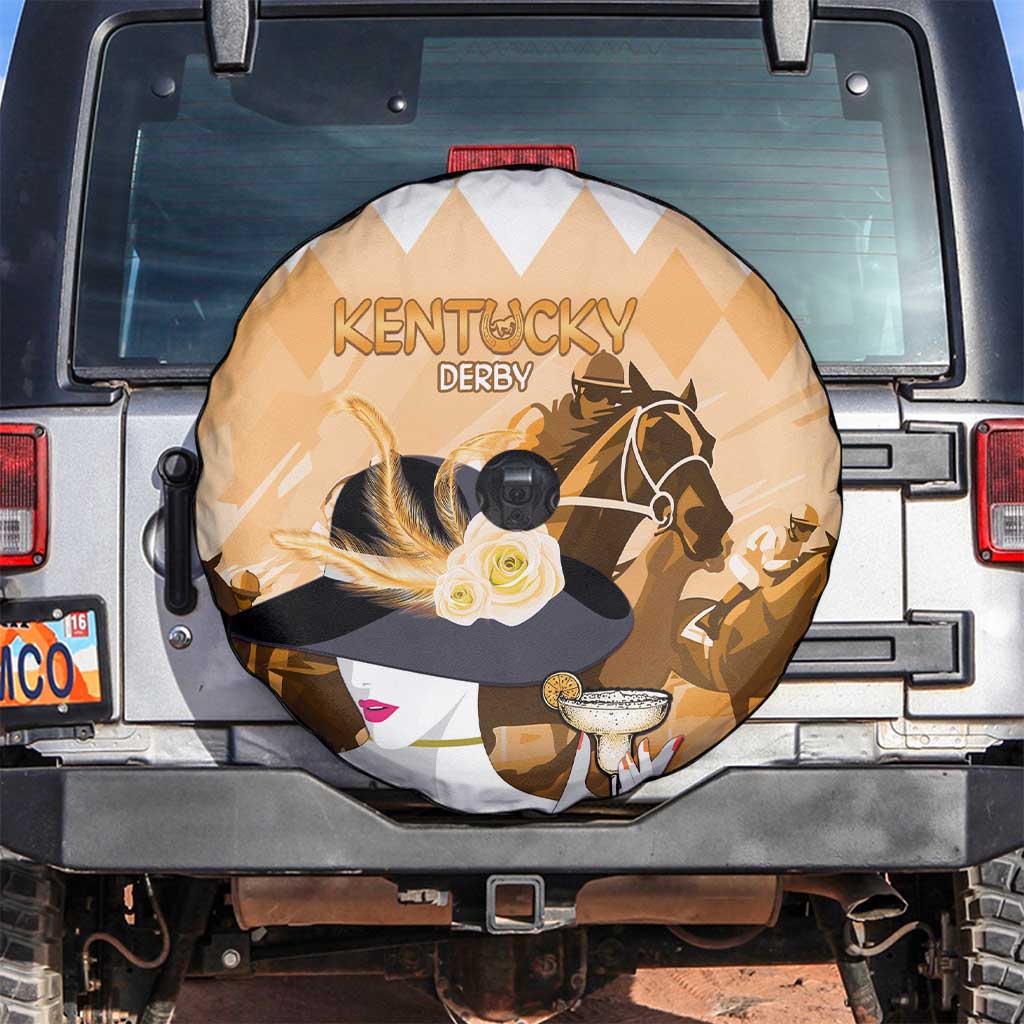 Kentucky Horse Racing Spare Tire Cover Derby Mint Julep Girl - Gold Pastel LT14