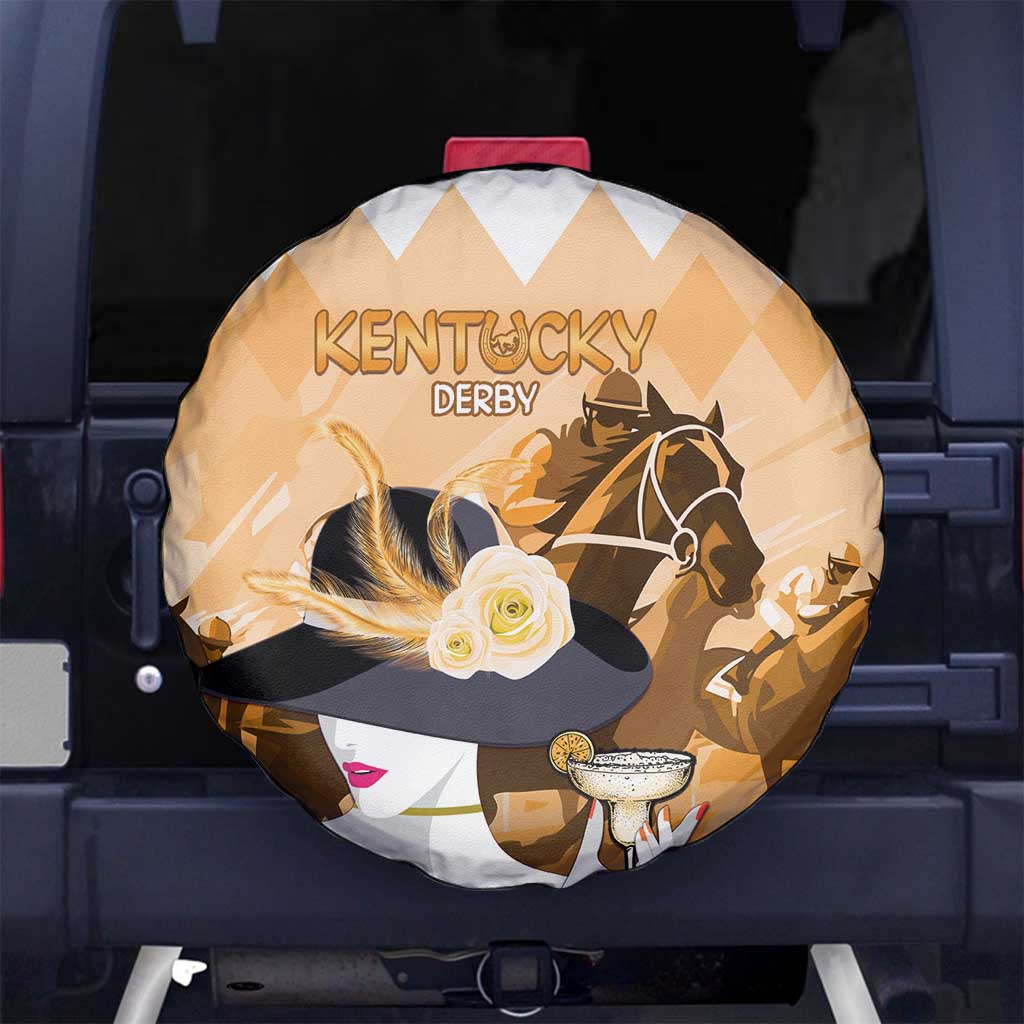 Kentucky Horse Racing Spare Tire Cover Derby Mint Julep Girl - Gold Pastel LT14