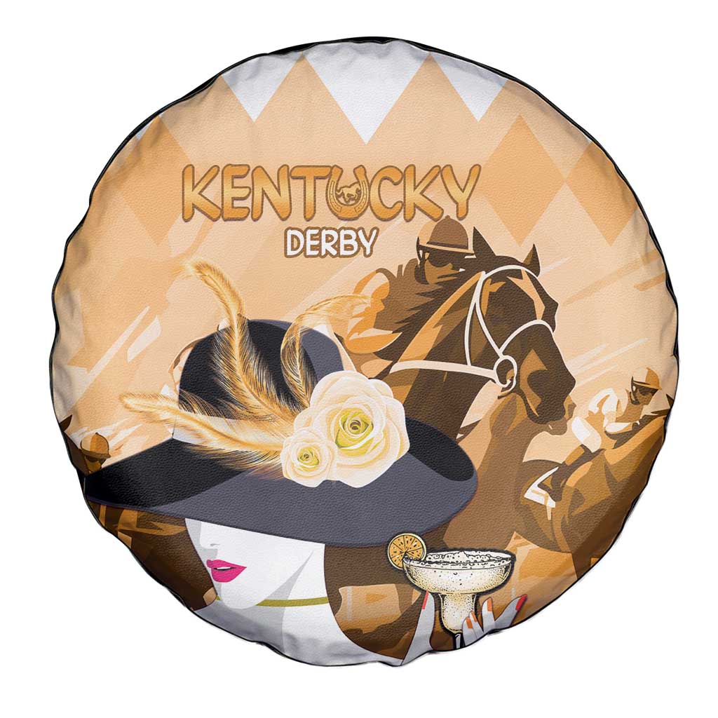 Kentucky Horse Racing Spare Tire Cover Derby Mint Julep Girl - Gold Pastel LT14