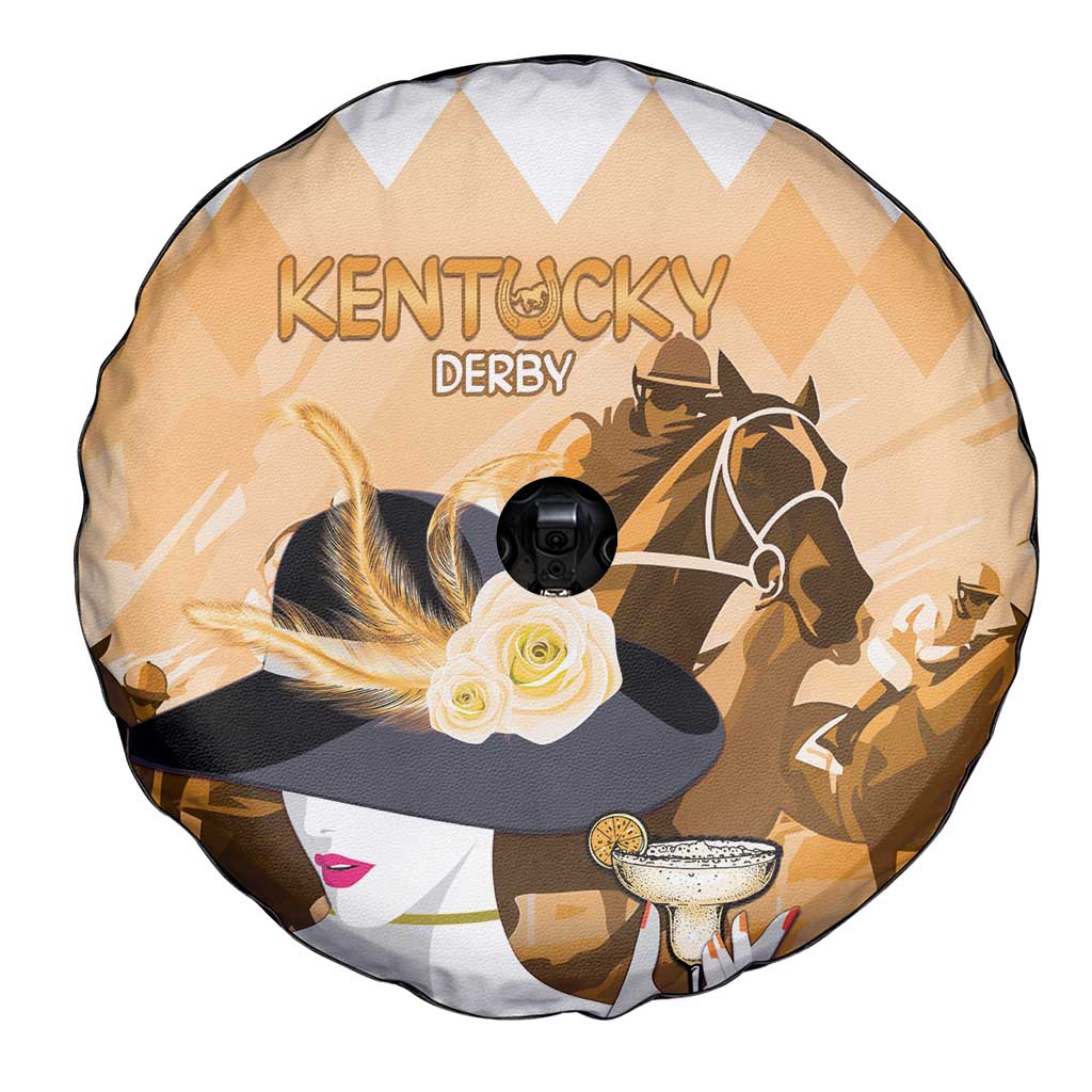 Kentucky Horse Racing Spare Tire Cover Derby Mint Julep Girl - Gold Pastel LT14