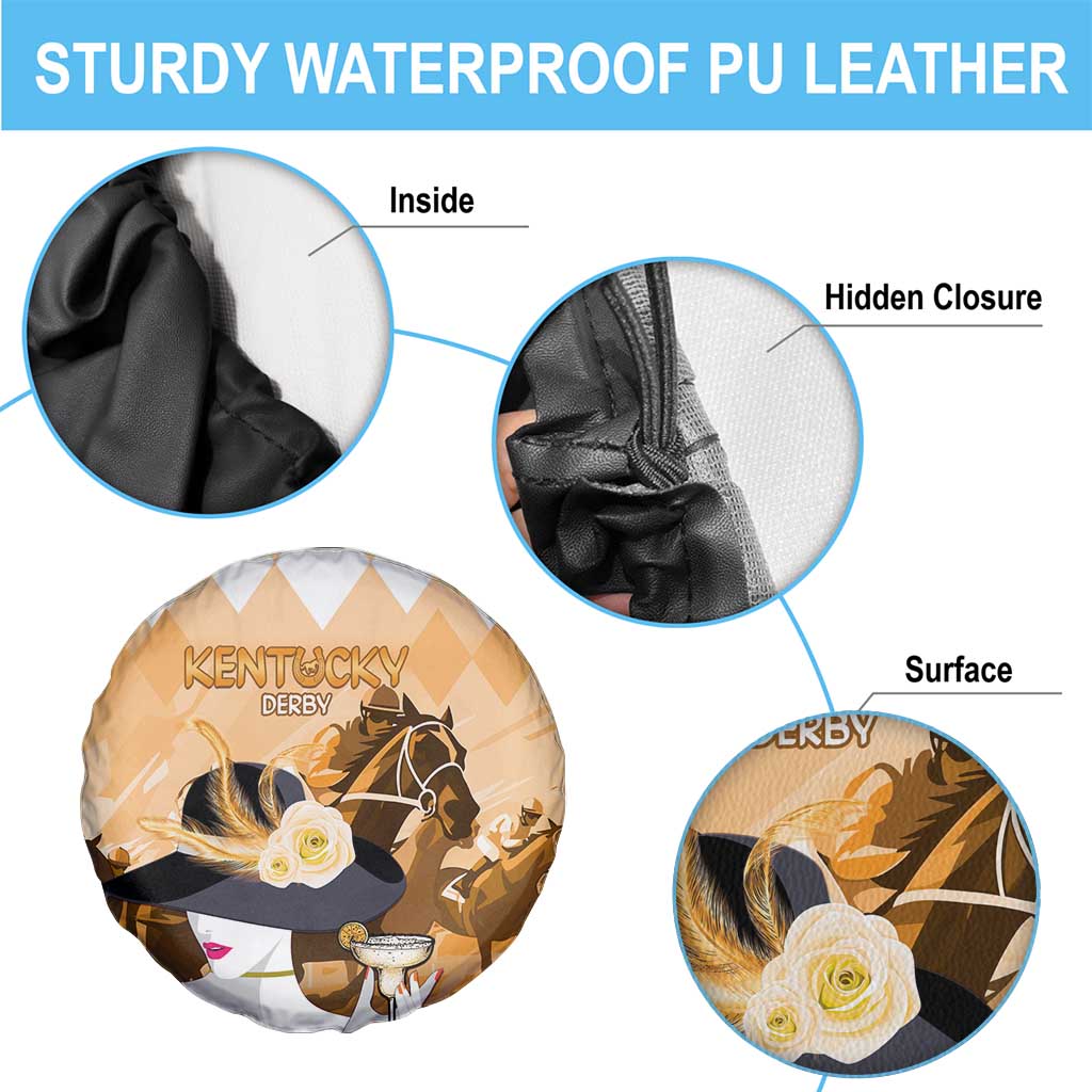 Kentucky Horse Racing Spare Tire Cover Derby Mint Julep Girl - Gold Pastel LT14