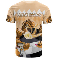 Kentucky Horse Racing T Shirt Derby Mint Julep Girl - Gold Pastel LT14