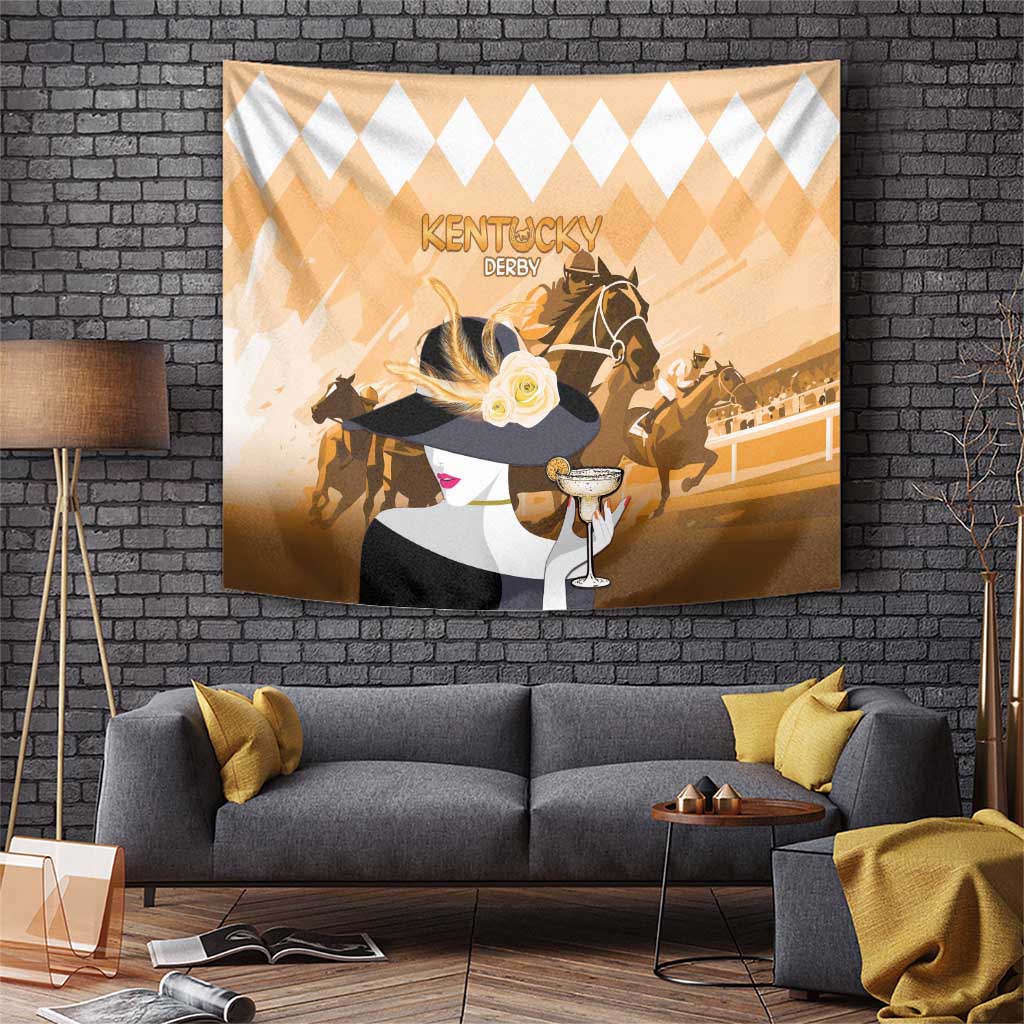 Kentucky Horse Racing Tapestry Derby Mint Julep Girl - Gold Pastel LT14