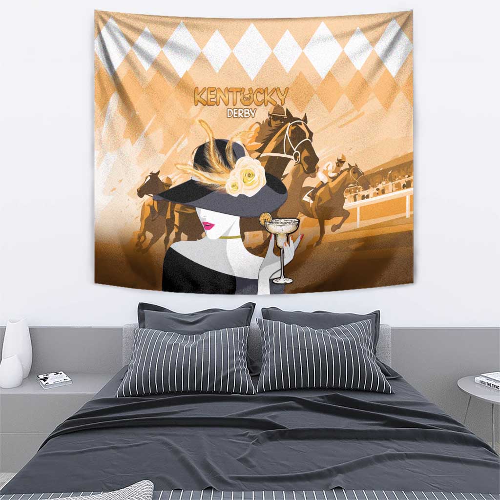 Kentucky Horse Racing Tapestry Derby Mint Julep Girl - Gold Pastel LT14