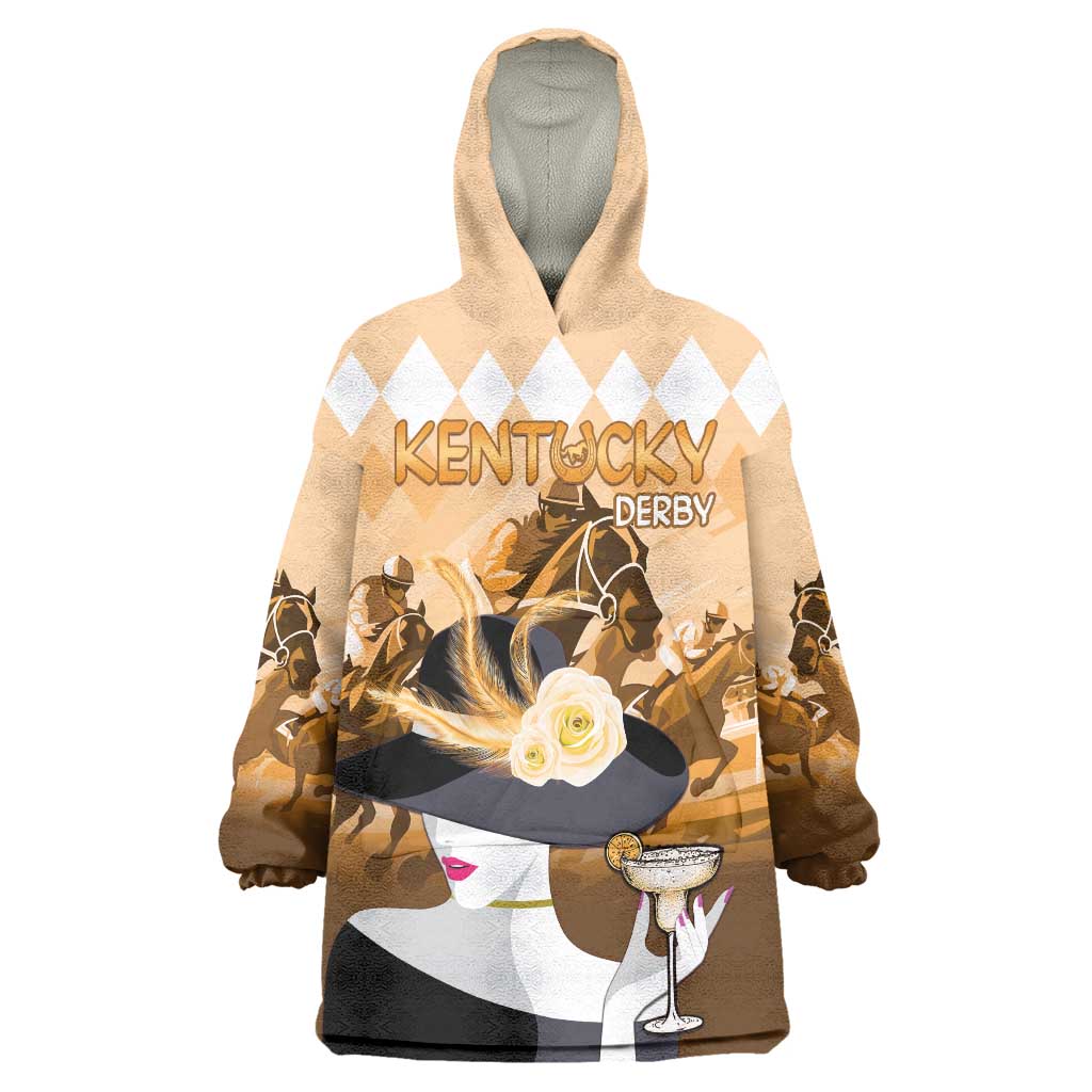 Kentucky Horse Racing Wearable Blanket Hoodie Derby Mint Julep Girl - Gold Pastel LT14